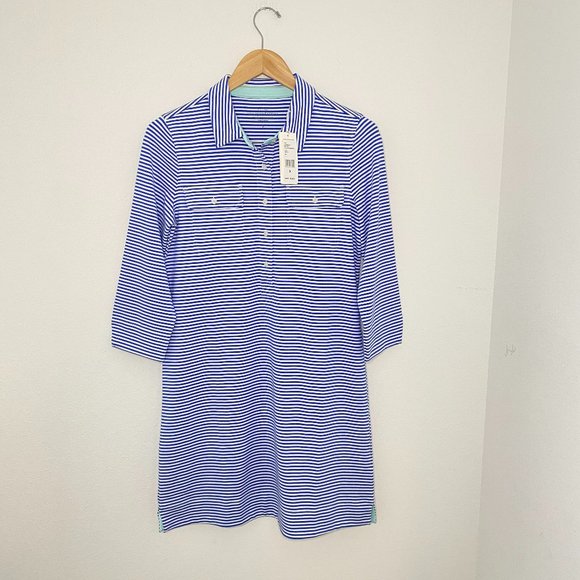 Vineyard Vines Shortsleeve UPF Striped Shirt Dress - Picture 1 of 5